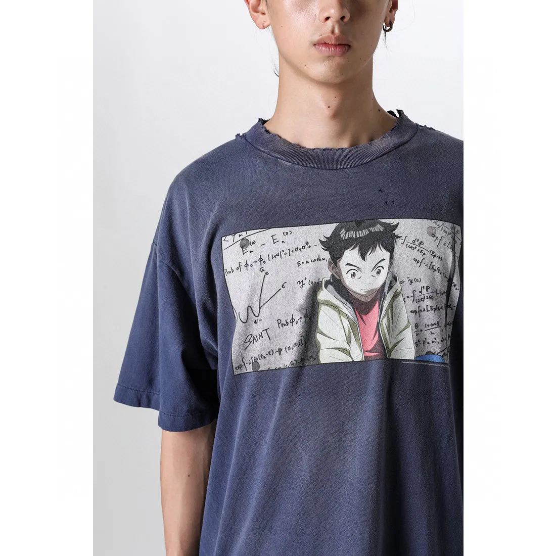 PLUTO x SAINT Mxxxxxx PLUTO SS TEE/Pluto co-branded retro tee Pluto distressed hole short sleeves Washed blue S-XL The washing and destruction process have reached the highest peak in the brand's history The real thing is quite acceptable This tee is derived from Osamu Tezuka's landmark masterpiece Customized original consistent main mark/wash mark Original consistent cylindrical OE yarn fabric